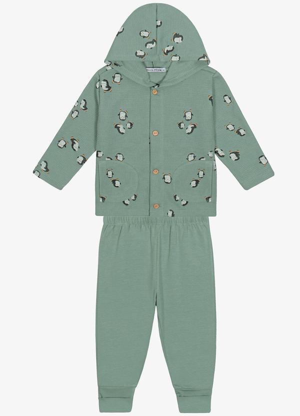 Conjunto Casaco com Capuz e Calça Verde