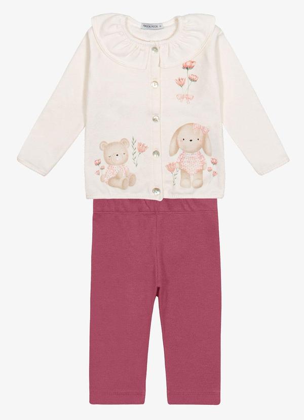 Conjunto Casaco com Legging Feminino Bege