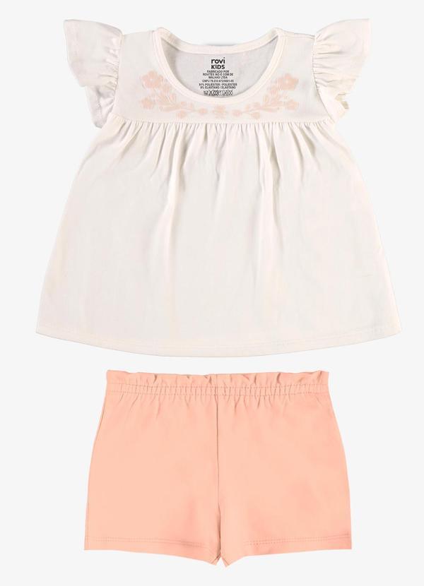 Conjunto Feminino Blusa com Shorts Bege