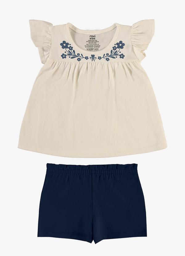 Conjunto Feminino Blusa com Shorts Bege
