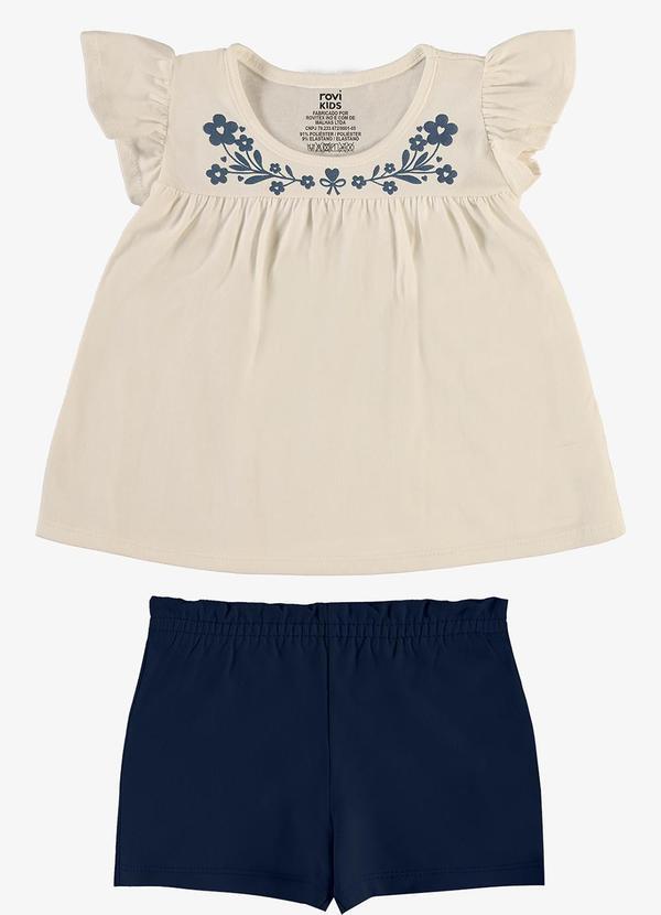 Conjunto Feminino Blusa com Shorts Bege