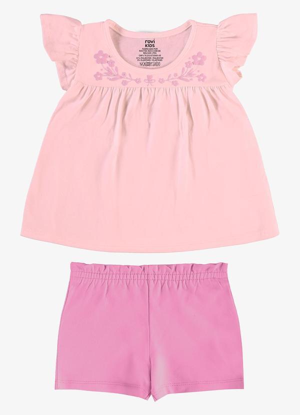 Conjunto Feminino Blusa com Shorts Rosa