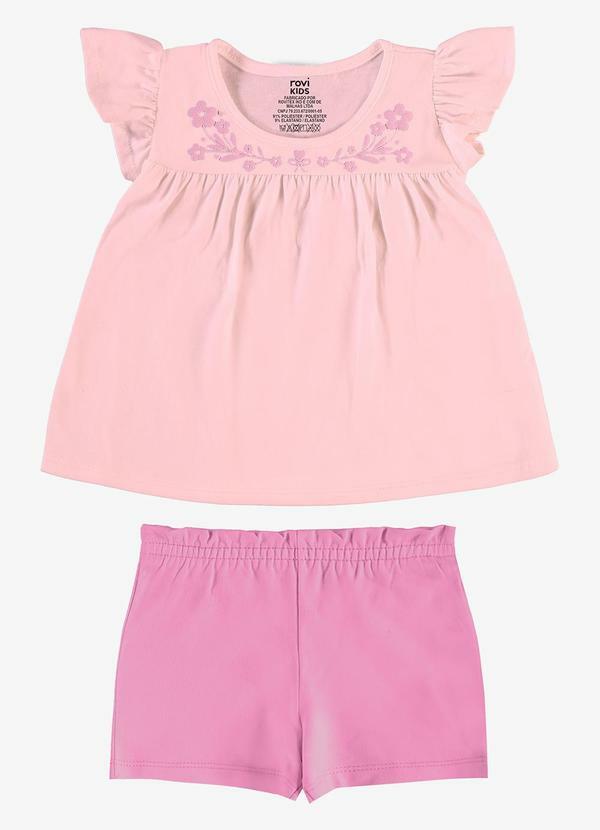Conjunto Feminino Blusa com Shorts Rosa