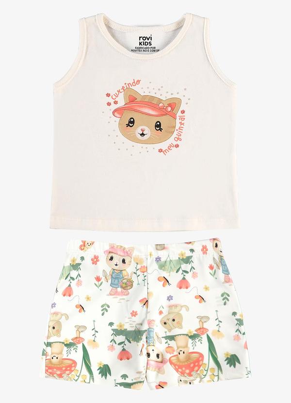 Conjunto Feminino Regata com Shorts Bege