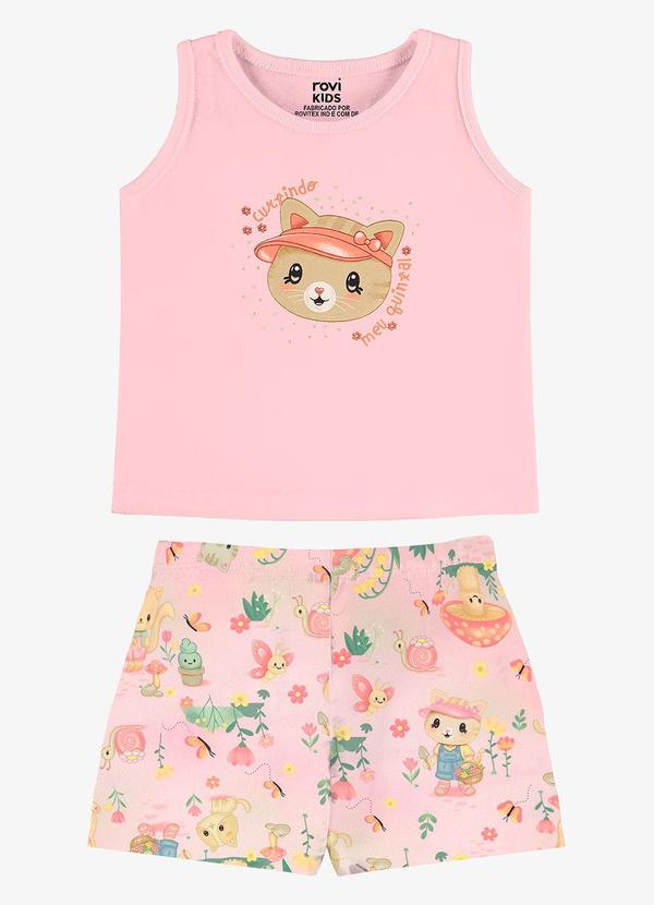 Conjunto Feminino Regata com Shorts Rosa