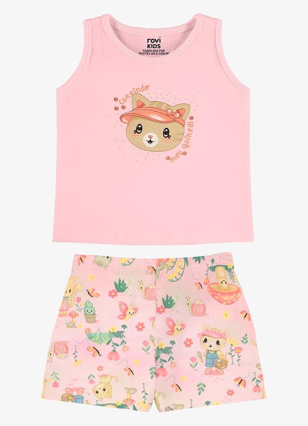 Conjunto Feminino Regata com Shorts Rosa