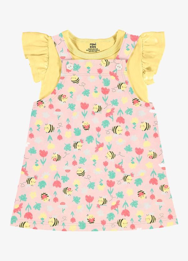 Conjunto Infantil Blusa com Salopete Rosa