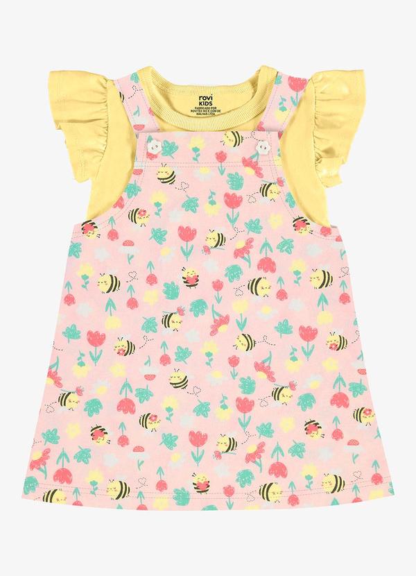 Conjunto Infantil Blusa com Salopete Rosa