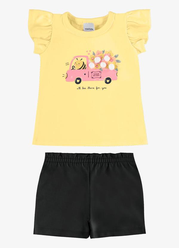 Conjunto Infantil Blusa com Shorts Amarelo