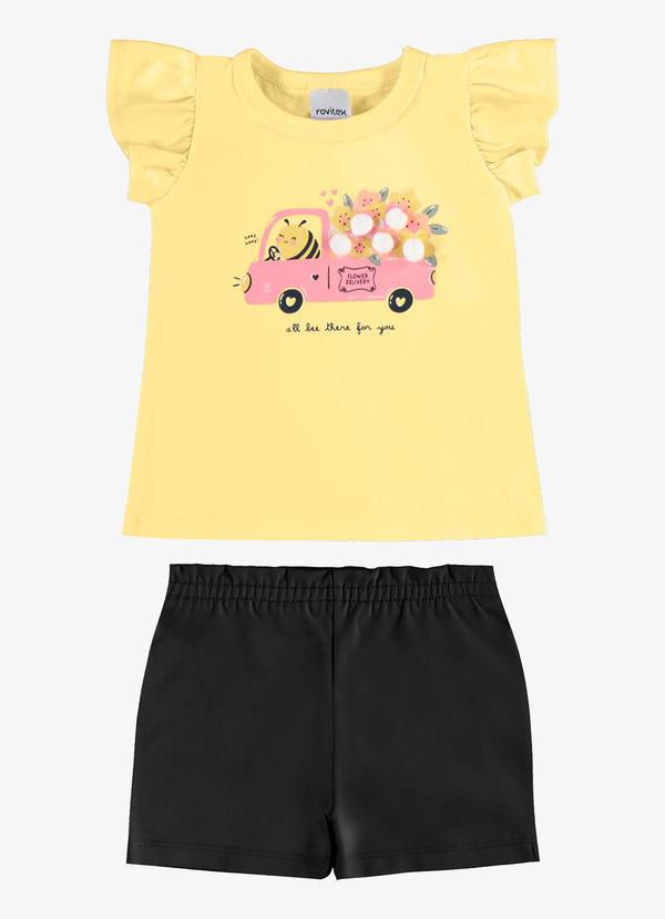 Conjunto Infantil Blusa com Shorts Amarelo