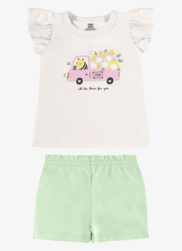 Conjunto Infantil Blusa com Shorts Bege