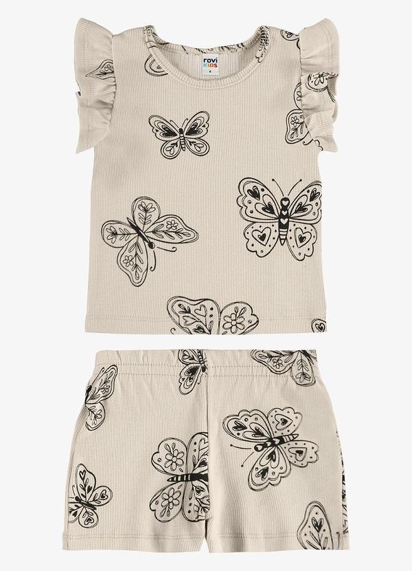 Conjunto Infantil Blusa com Shorts Bege