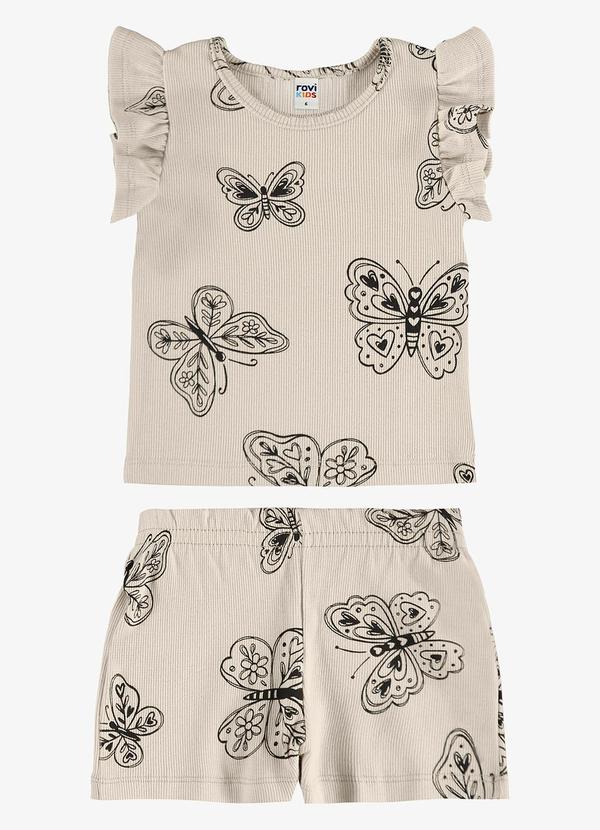 Conjunto Infantil Blusa com Shorts Bege