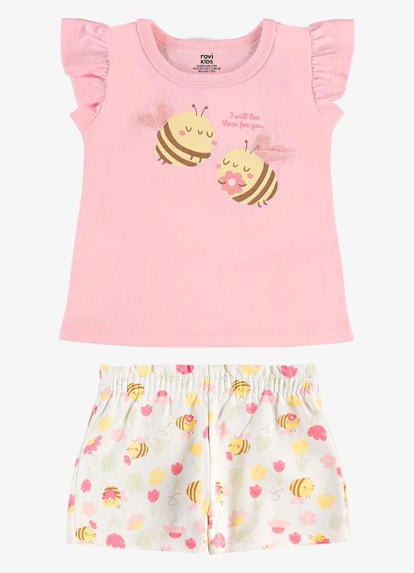 Conjunto Infantil Blusa com Shorts Rosa