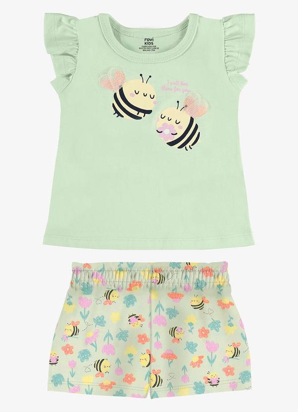 Conjunto Infantil Blusa com Shorts Verde