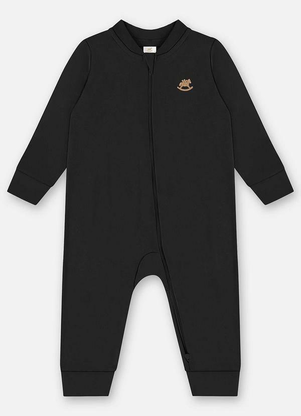 Vista 2 Macacão Unissex Bebê Suedine Preto Up Baby Up Baby