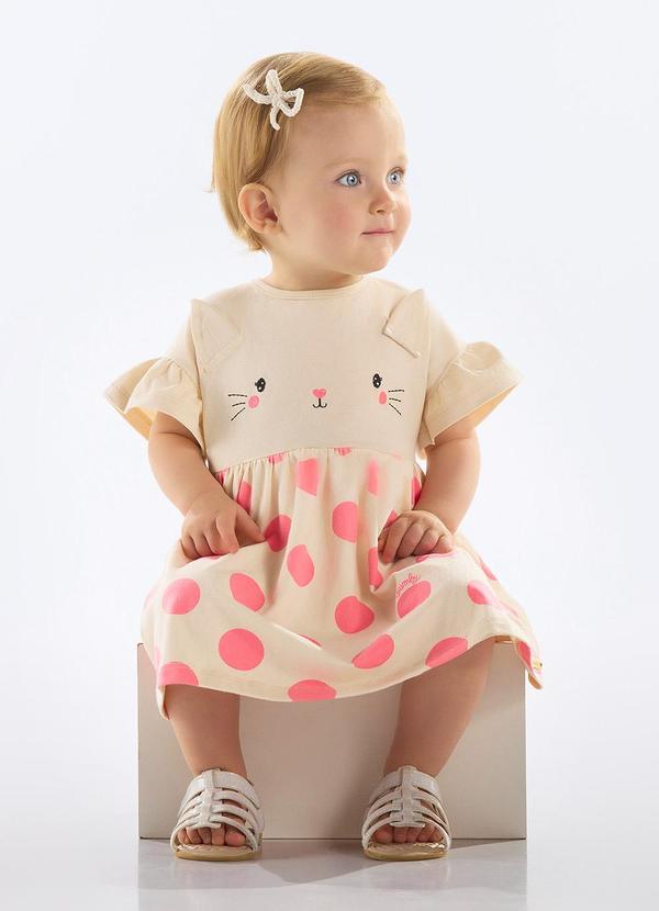 Vista 2 Vestido Coelhinho Bebê Menina Rosa Quimby Quimby