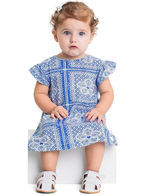 Vestido Estampado para Bebê Menina Azul