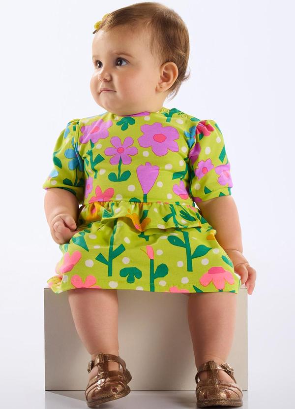 Vestido Floral Cotton Bebê Verde