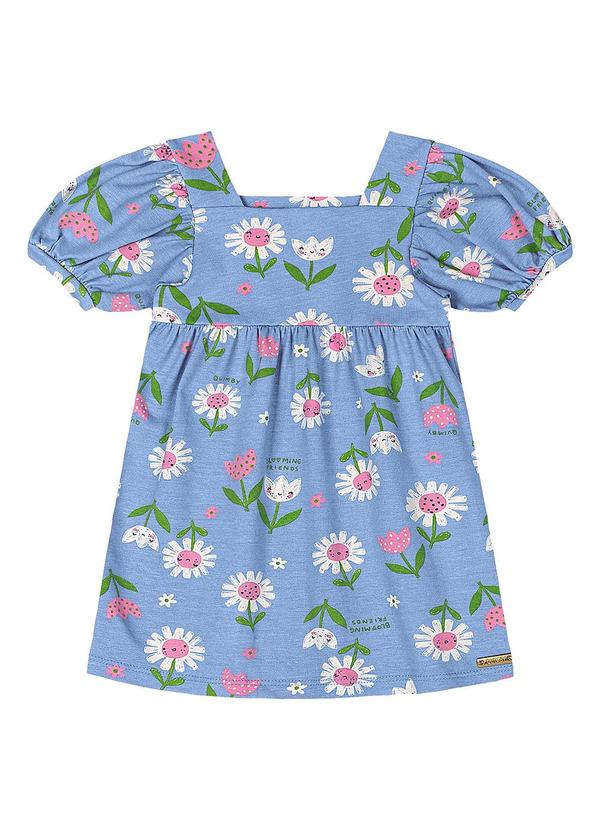 Vestido Florezinhas Bebê Menina Azul