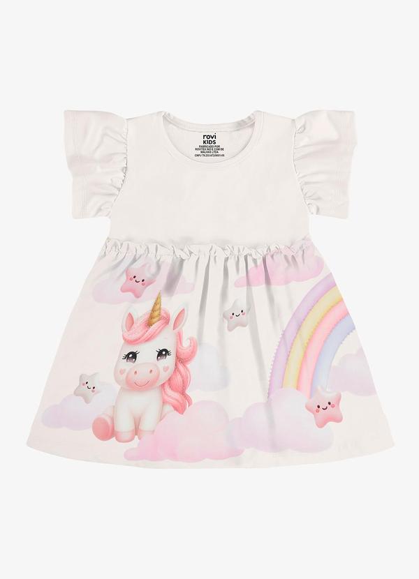 Vestido Infantil com Estampa Malha Bege