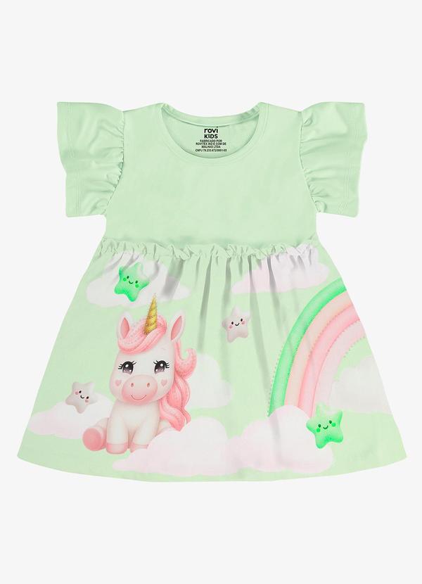 Vestido Infantil com Estampa Malha Verde
