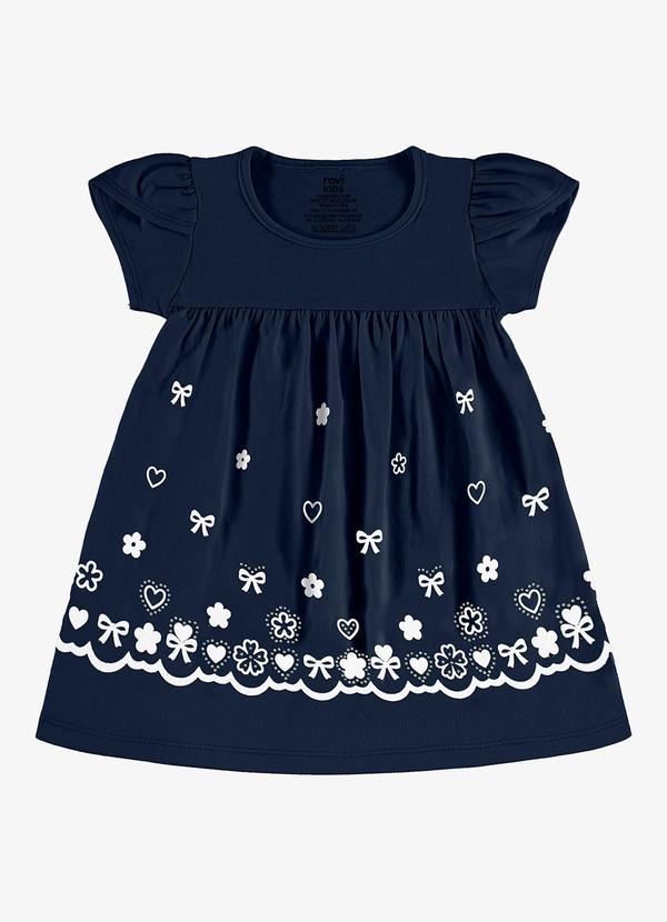 Vestido Infantil Estampado Meia Malha Azul