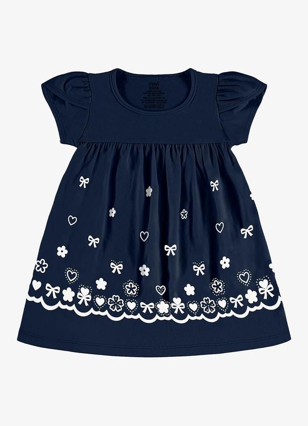 Vestido Infantil Estampado Meia Malha Azul