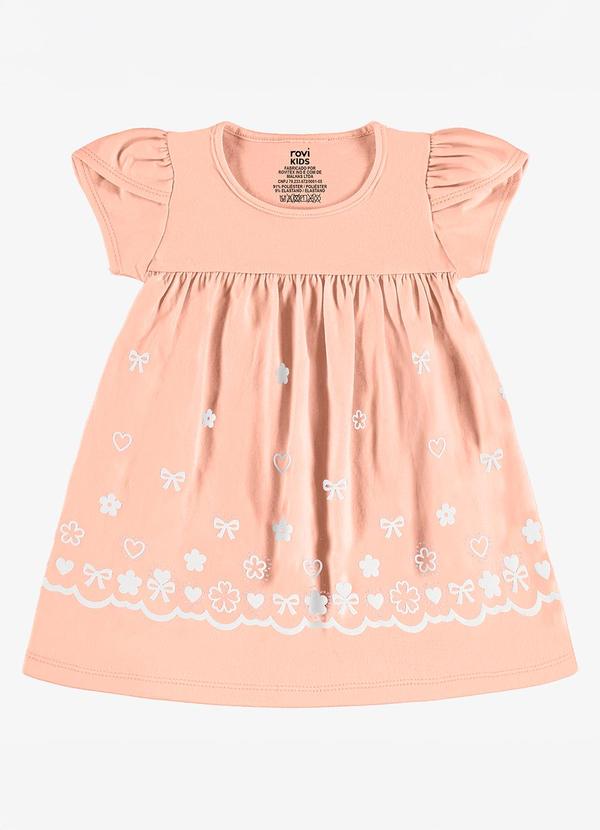 Vestido Infantil Estampado Meia Malha Rosa