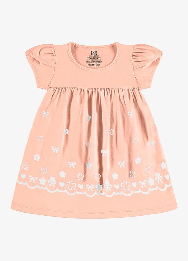 Vestido Infantil Estampado Meia Malha Rosa