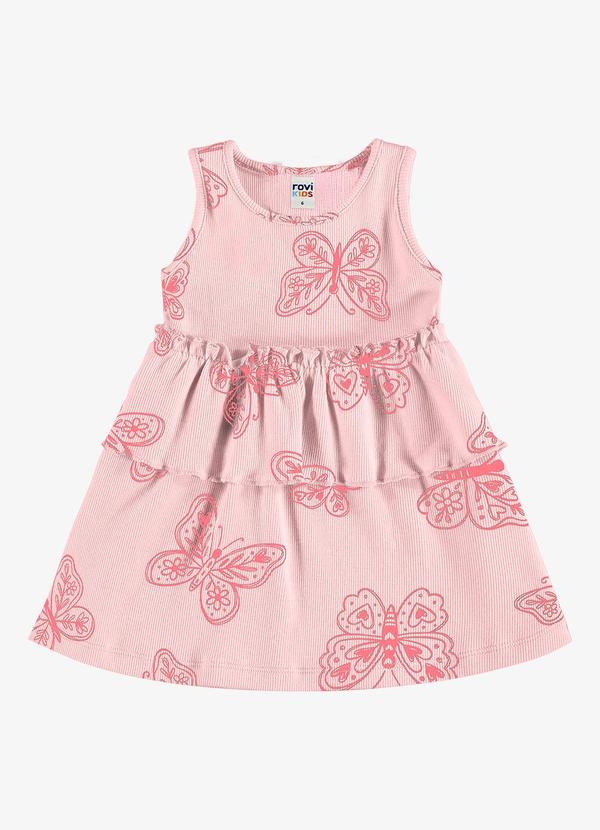 Vestido Infantil Estampado Ribana Rosa