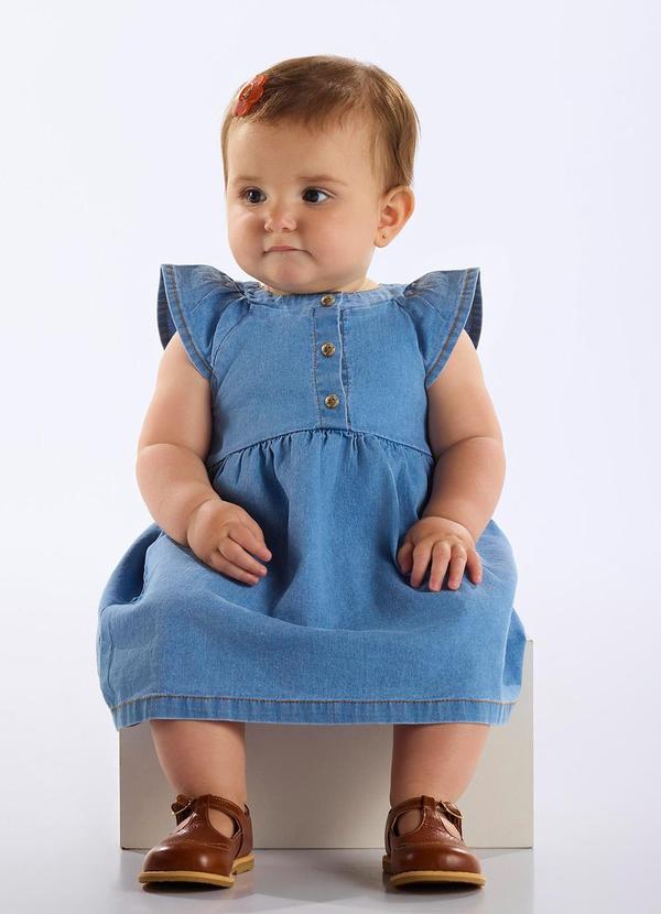 Vestido Jeans com Elastano Bebê Azul