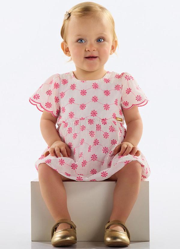 Vista 2 Vestido Laise Bebê Menina Rosa Quimby Quimby