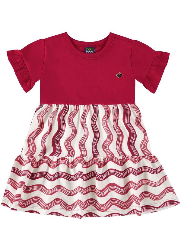 Vestido Listrado para Bebê Vermelho