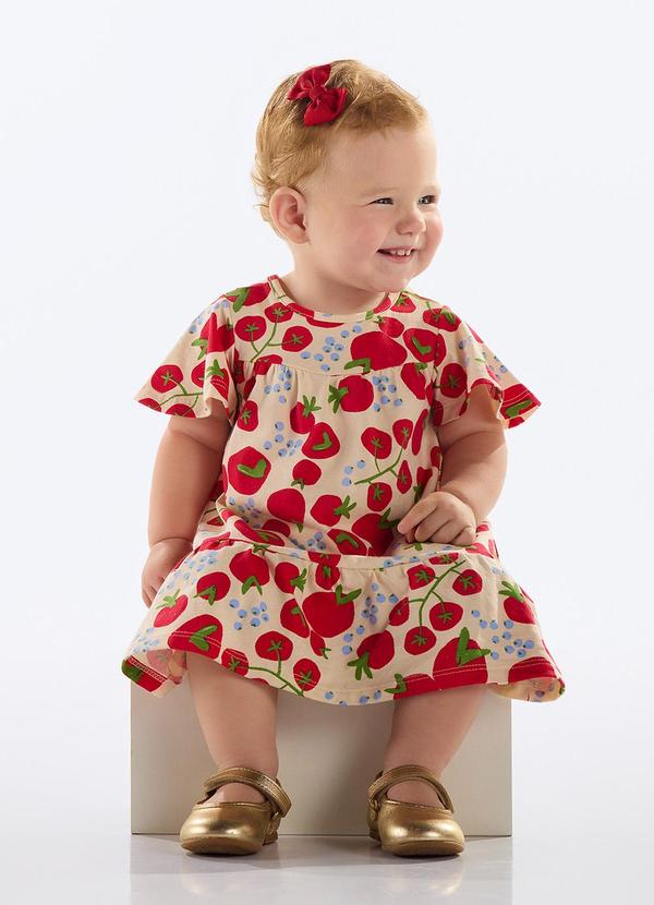 Vestido Tomates Bebê Menina Vermelho