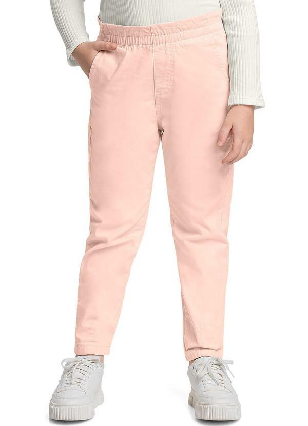 Vista 2 Calça em Sarja para Menina Rosa Quimby Quimby