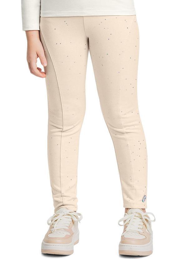 Vista 2 Calça Legging com Glitter Bege