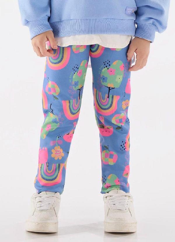 Vista 2 Calça Legging em Malha Peluciada Azul Up Baby Up Baby