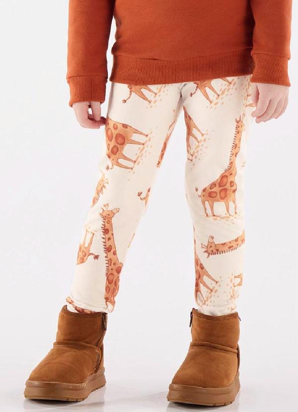 Vista 2 Calça Legging em Malha Peluciada Bege Up Baby Up Baby