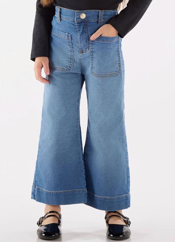 Calça Menina em Jeans com Elastano Azul