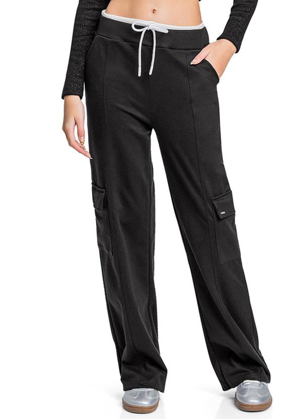 Vista 2 Calça Wide Leg Juvenil Preto Gloss Gloss