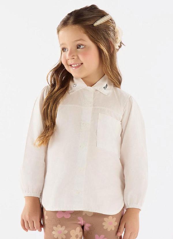 Vista 2 Camisa Manga Longa para Menina Bege Up Baby Up Baby