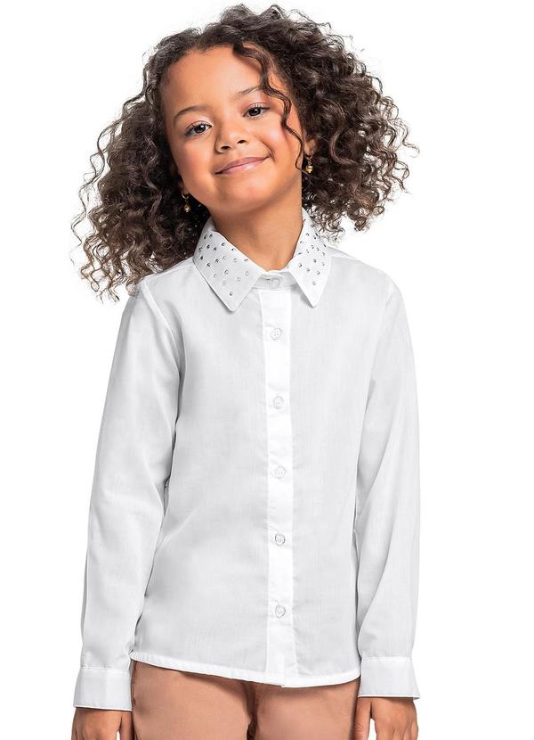 Vista 2 Camisa Manga Longa para Menina Branco Quimby Quimby
