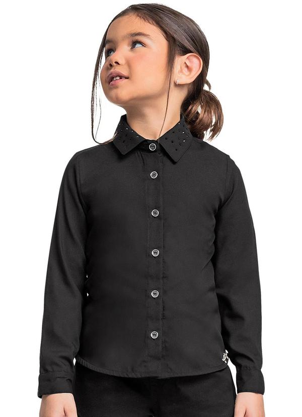 Vista 2 Camisa Manga Longa para Menina Preto Quimby Quimby