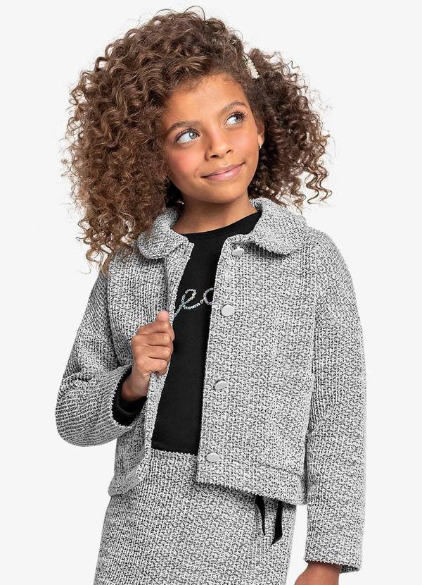 Casaco Infantil Tweed Shine Cinza