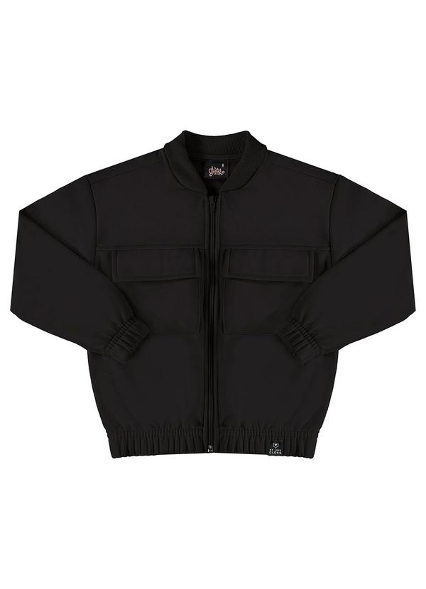 Vista 2 Jaqueta Básica em Moletom Juvenil Preto Gloss Gloss