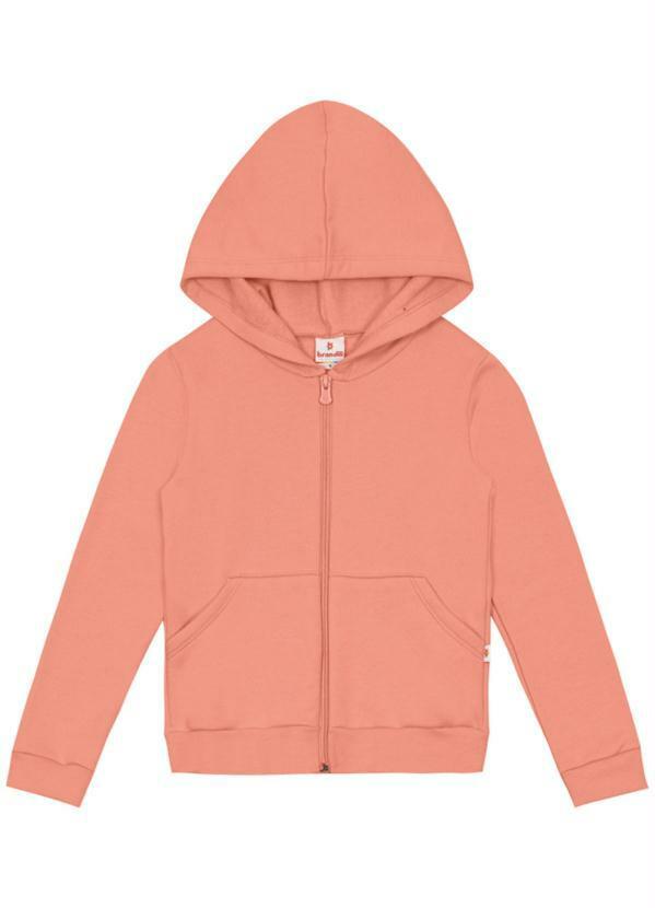 Vista 2 Jaqueta Básica Infantil Menina em Moletom Rosa Brandili Brandili