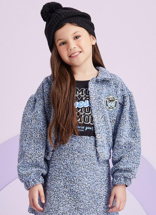 Jaqueta Bomber de Tweed Azul Azul