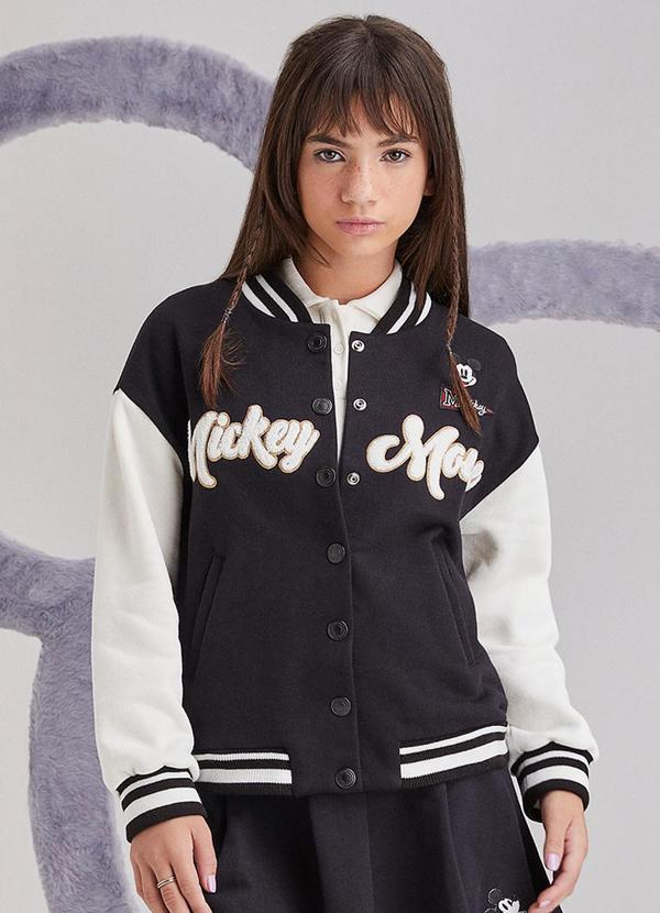 Vista 2 Jaqueta Bomber do Mickey Mouse Preto I Am I Am