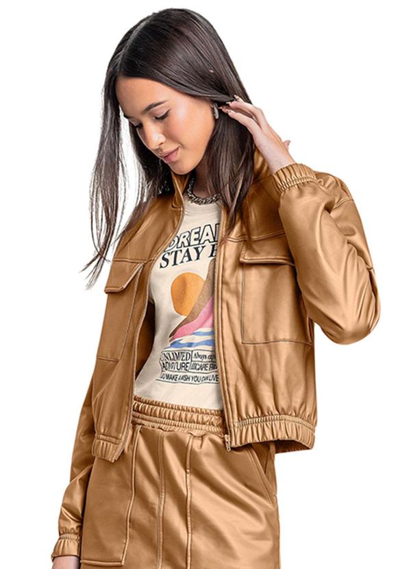 Vista 2 Jaqueta Bomber Juvenil Marrom Gloss Gloss